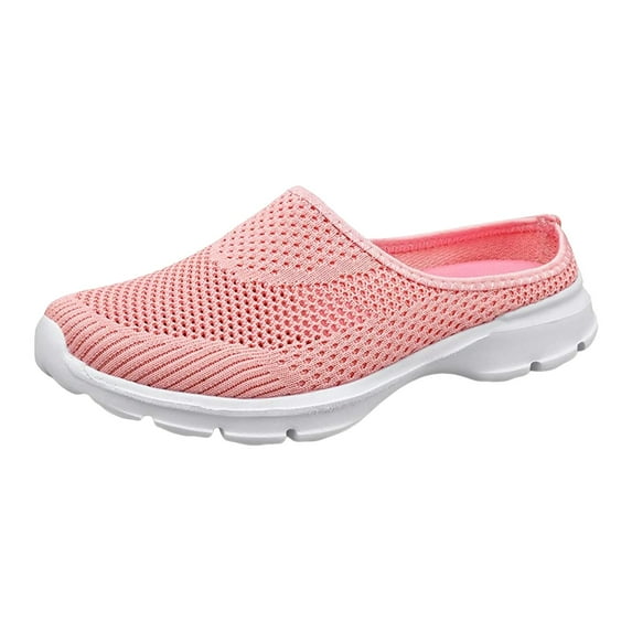 Gvdentm Women's Slip-on Sneakers Wide Width Comfort Walking Shoes Casual Flats(Pink,6)