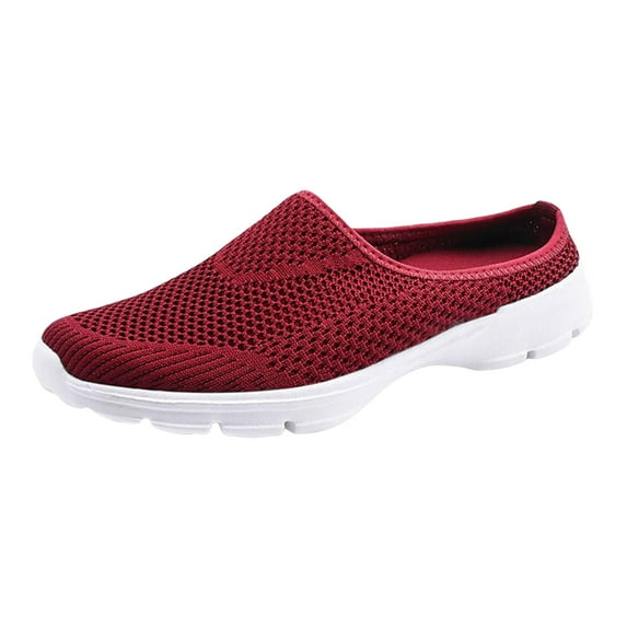 Gvdentm Women's Slip-on Sneakers Wide Width Comfort Walking Shoes Casual Flats(Red,7)