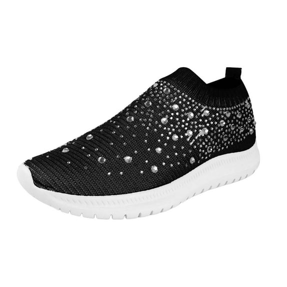 Gvdentm Womens Black Slip on Shoes Walker Fitness Workout Shoes Women Black,7.5