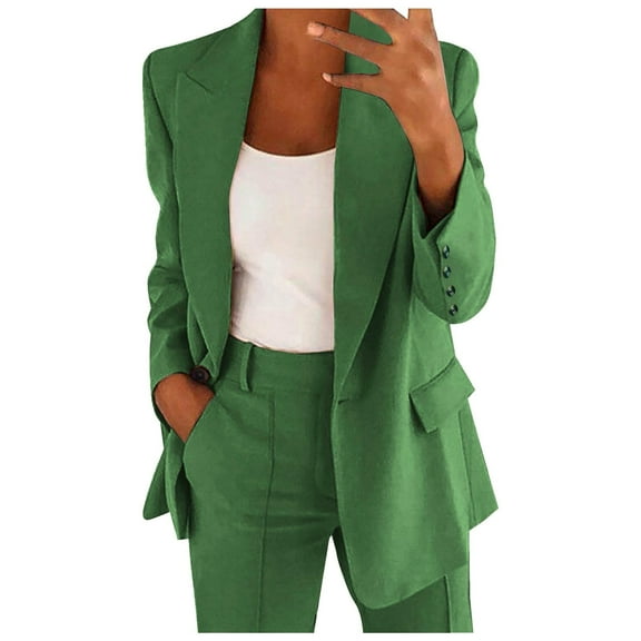Gvdentm Womens Blazer Casual Long Sleeve 1-Button Suit Jackets Business Professional Outfits AG,L
