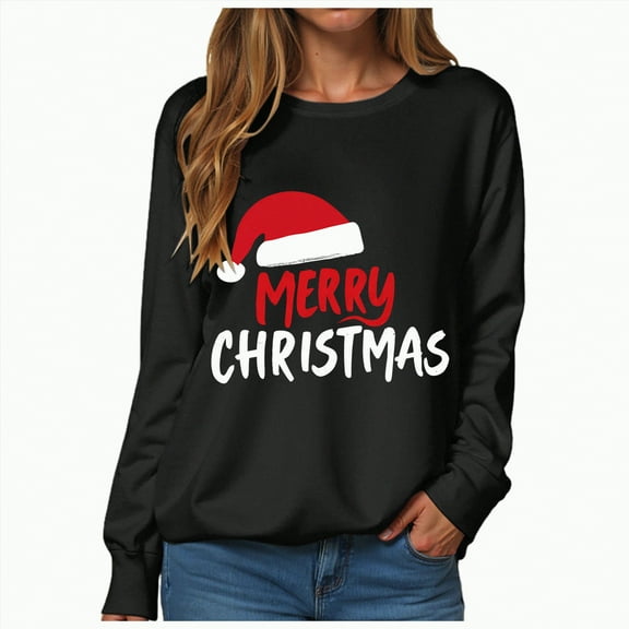 Gvdentm Womens Christmas Sweatshirt Women's Christmas T Shirts Stripe Splicing Sleeve Shirt Xmas Funny Graphic Raglan Baseball Tops(Black,M)