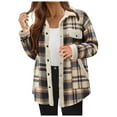 thumbnail image 1 of Gvdentm Womens Fall Jackets Womens Plaid Sherpa Lined Jacket Winter Button up Flannel Jackets Oversized Fleece Fuzzy Warm Coat Jackets Blue,S, 1 of 7