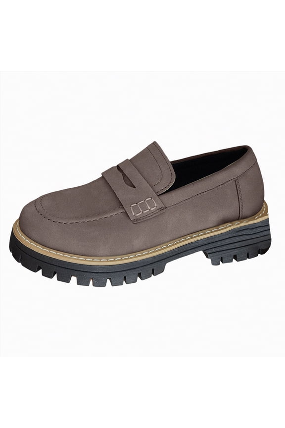 Womens Platform Sneakers Women's Platform Chunky Heeled Loafers Womens Business Casual Shoes(Coffee,9)