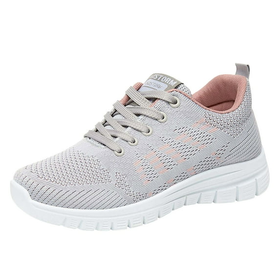 Gvdentm Womens Running Shoes Breathable Mesh Walking Sneakers lightweight Lace-up Comfort Trainers Shoes Women Grey,7