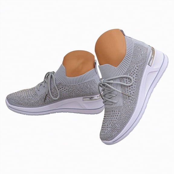 Gvdentm Womens Shoes Casual Lace Up Travel Soft Sole Flat Comfortable Shoes Outdoor Solid Breathable Running Sneakers Women(Light Gray,7)