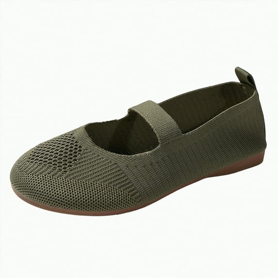 Gvdentm Womens Shoes Flats Straps Multicolor Round-Toe Flats Dress Shoes Lightweight Soft Sneakers Casual Shoe(Light Green,6.5)