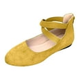 thumbnail image 1 of Gvdentm Womens Shoes Slip on Suede Shoes Shallow Mouth Elastic Lacing Round Toe Women's Flat Shoes for Women Ballet Flats Yellow 8.5, 1 of 7