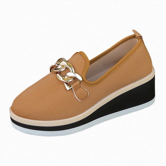 Gvdentm Womens Shoes Wedges Women's Flats Shoes Round Toe Ballet Dressy Flats Comfortable Slip On Walking Shoes(Brown,7)