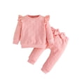 thumbnail image 1 of Gvmfive Baby Girls Ruffled Long Sleeve Tops+Pants Infant Toddler Clothes Outfits Set 3-6 Months, 1 of 7