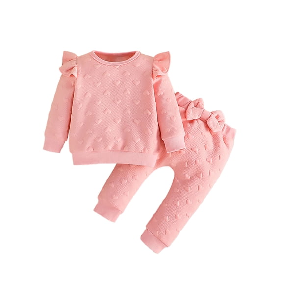 Gvmfive Baby Girls Ruffled Long Sleeve Tops+Pants Infant Toddler Clothes Outfits Set 3-6 Months