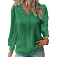 thumbnail image 1 of Gvmfive Blouses for Women Lace Spliced Long Sleeve Tunic Tops V Neck Casual Shirts, 1 of 4