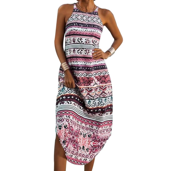 Gvmfive Casual Dresses for Women Summer Boho Sleeveless Midi Dress