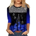 thumbnail image 1 of Gvmfive Christmas Women Round Neck 3/4 Sleeve Tunic Tops Loose Blouse, 1 of 6