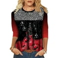 thumbnail image 1 of Gvmfive Christmas Women Round Neck 3/4 Sleeve Tunic Tops Loose Blouse, 1 of 5