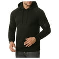 thumbnail image 1 of Gvmfive Men Solid Drawstring Hooded Front Pocket Long Sleeve Silk Cotton Hoodie, 1 of 4