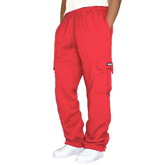 Gvmfive Men's Comfort Solid Color Elastic Waist Bottoms Sweatpants