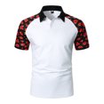 thumbnail image 1 of Gvmfive Men's Short Sleeve Lapel Neck Tops Buttons Hem Printed Stitching Polo Shirts, 1 of 5