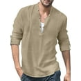 thumbnail image 1 of Gvmfive Mens Casual Long Sleeve Stand Collar Button Up Shirts, 1 of 6