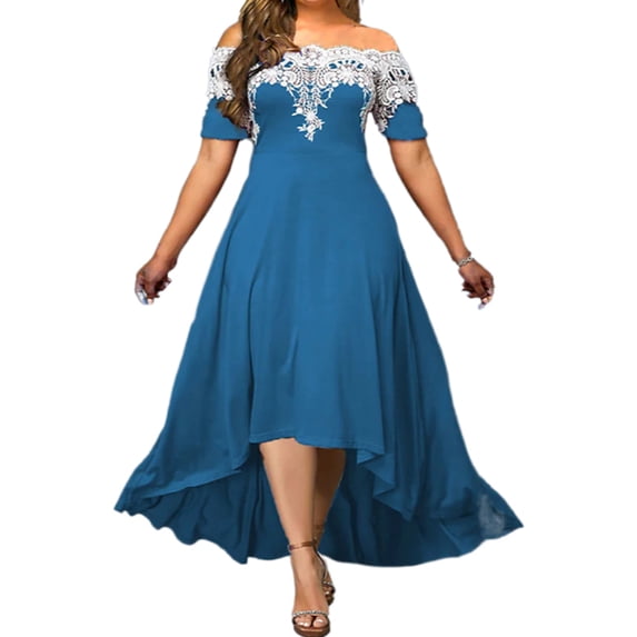 Gvmfive Plus Size Dresses Women Off The Shoulder Flowy Party Formal Dress