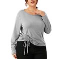 thumbnail image 1 of Gvmfive Plus Size Tops For Women Solid Long Sleeve Drawstring Shirts Blouse, 1 of 4