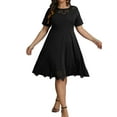 thumbnail image 1 of Gvmfive Plus Size Women Casual Dress Hollow Short Sleeve Skater Midi Dress, 1 of 8