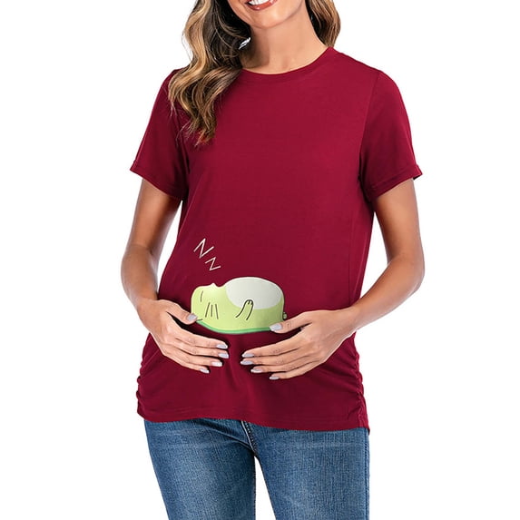 Gvmfive Short Sleeve Maternity Tops Funny Print Pregnancy T Shirt for Women