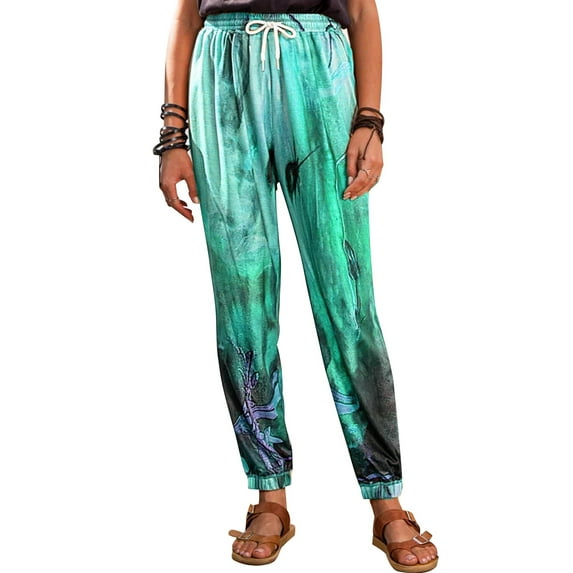 Gvmfive Women Casual Boho Tie Dye Print Loose Pants Sports Jogger Sweatpants Trousers