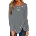 thumbnail image 1 of Gvmfive Women Casual Long Sleeve Asymmetrical Shirt Round Neck Floral Print Tunic Tops, 1 of 4