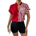 thumbnail image 1 of Gvmfive Women Casual Patchwork Short Sleeve Button Down Tops Shirts Blouse, 1 of 3