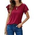 thumbnail image 1 of Gvmfive Women Casual Ruffled Short Sleeve Lace Tops Blouse T Shirt, 1 of 4
