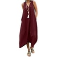 thumbnail image 1 of Gvmfive Women Casual Sleeveless Backless Cotton Linen Loose Long Dress, 1 of 4