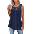 thumbnail image 1 of Gvmfive Women Casual Tunic Tank Tops Sleeveless Lace Loose Blouse T Shirt, 1 of 5