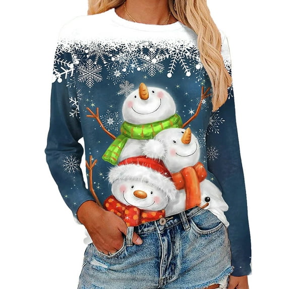 Gvmfive Women Christmas Sweatshirt Long Sleeve Holiday Pullover Tops