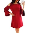 thumbnail image 1 of Gvmfive Women Cold Shoulder Casual A-line Loose Party Dress, 1 of 8