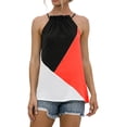 thumbnail image 1 of Gvmfive Women Colorblock Sleeveless Tank Tops Halter Neck Lace Up T Shirt, 1 of 7