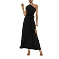 thumbnail image 1 of Gvmfive Women Dresses Frill Open Shoulder Belted Long Dress Party Evening, 1 of 4
