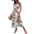 thumbnail image 1 of Gvmfive Women Floral Print Sleeveless Split Boho Dress Party Beach Long Maxi Dress, 1 of 4