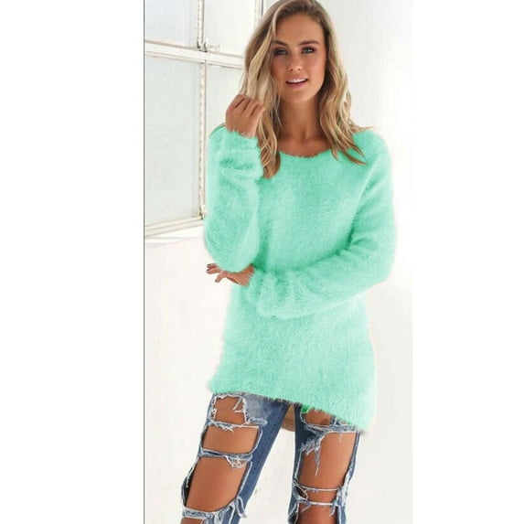 Gvmfive Women Fuzzy Pullover Sweater Sherpa Fleece Long Sleeve Jumper Tops