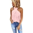 thumbnail image 1 of Gvmfive Women Halter Neck Tops Plain Sleeveless T-shirt Tank Blouse, 1 of 2