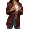 thumbnail image 1 of Gvmfive Women Lapel Neck Front Flap Pockets Button Up Long Sleeve Solid Shirt Jacket, M, 1 of 5