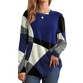 thumbnail image 1 of Gvmfive Women Long Sleeve Crew Neck Patchwork Tunic Tops, 1 of 5