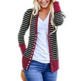 thumbnail image 1 of Gvmfive Women Long Sleeve Stripe Button V Neck Cardigans, 1 of 5