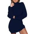 thumbnail image 1 of Gvmfive Women Long Sleeve Turtleneck Plain Knitted Mini Bodycon Dress, 1 of 3