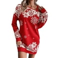 thumbnail image 1 of Gvmfive Women Party Long Sleeve Mini Dress Cold Shoulder Loose Christmas Dress, 1 of 5