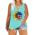 thumbnail image 1 of Gvmfive Women Plus Size American Flag Print Sleeveless Vest T Shirt 4th of July Round Neck Casual Tunic Tank Tops, 1 of 4