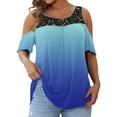thumbnail image 1 of Gvmfive Women Plus Size Short Sleeve Lace Round Neck Tops Gradient Print Casual Summer T-Shirt, 1 of 6
