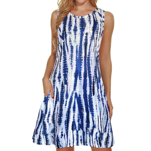 Gvmfive Women Plus Size Sleeveless Casual Tank Dress Summer Beach Sundress