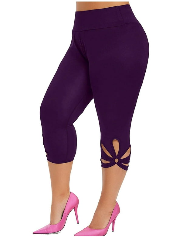 Gvmfive Women Plus Size Stretch Capri Leggings Pull On Active Sports Yoga Skinny Pants