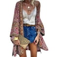 thumbnail image 1 of Gvmfive Women Plus Size Summer Boho Cardigan Cover Up Long Sleeve Open Front Blouse Wraps, 1 of 2