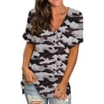 thumbnail image 1 of Gvmfive Women Printed V Neck Loose T Shirt Short Sleeve Blouse Tunic Tops, 1 of 2